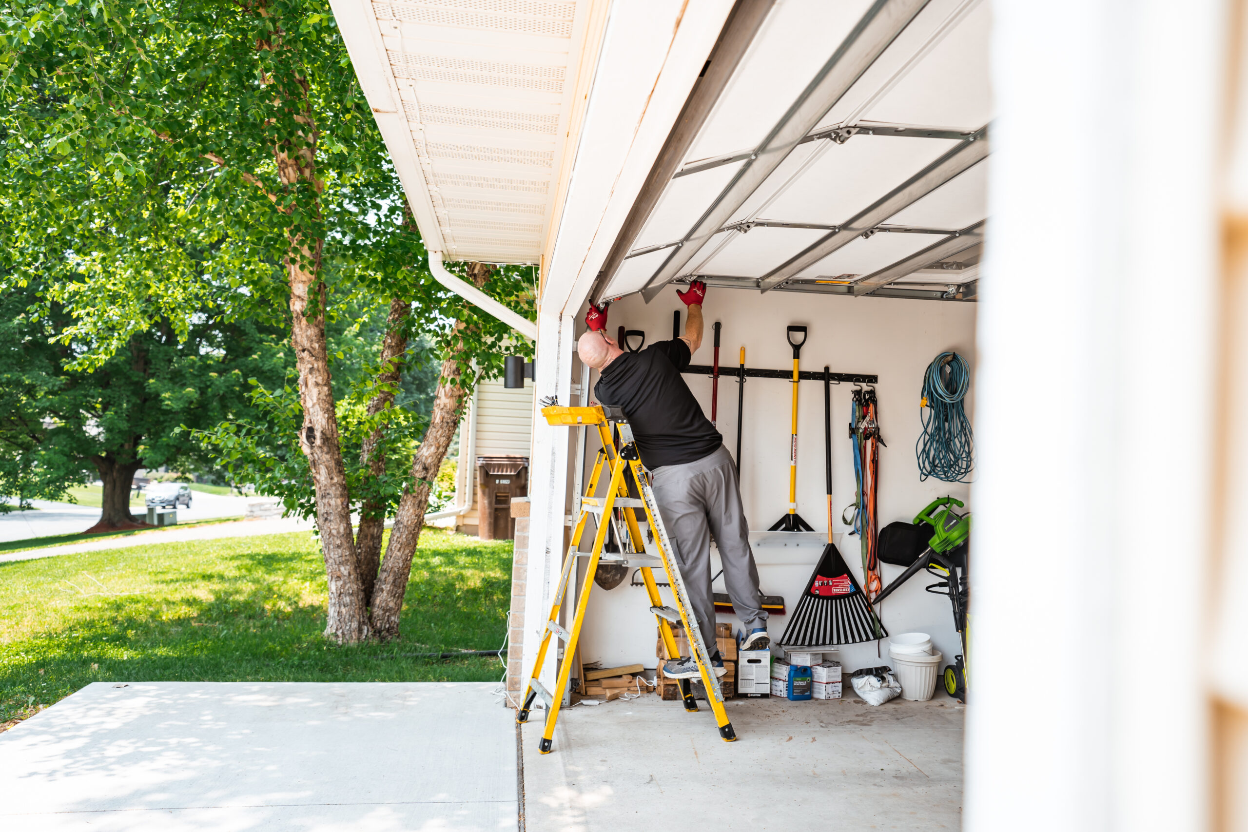 Garage door marketing — finished residential garage door installation